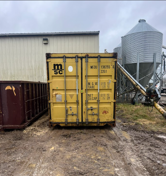 “shipping container delivered to Newark construction site