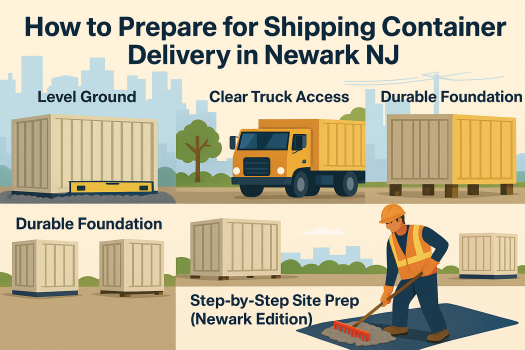 20ft container placement in Newark backyard
