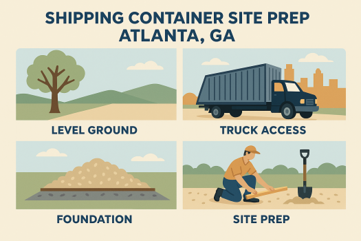 container being placed by tilt truck in Atlanta driveway